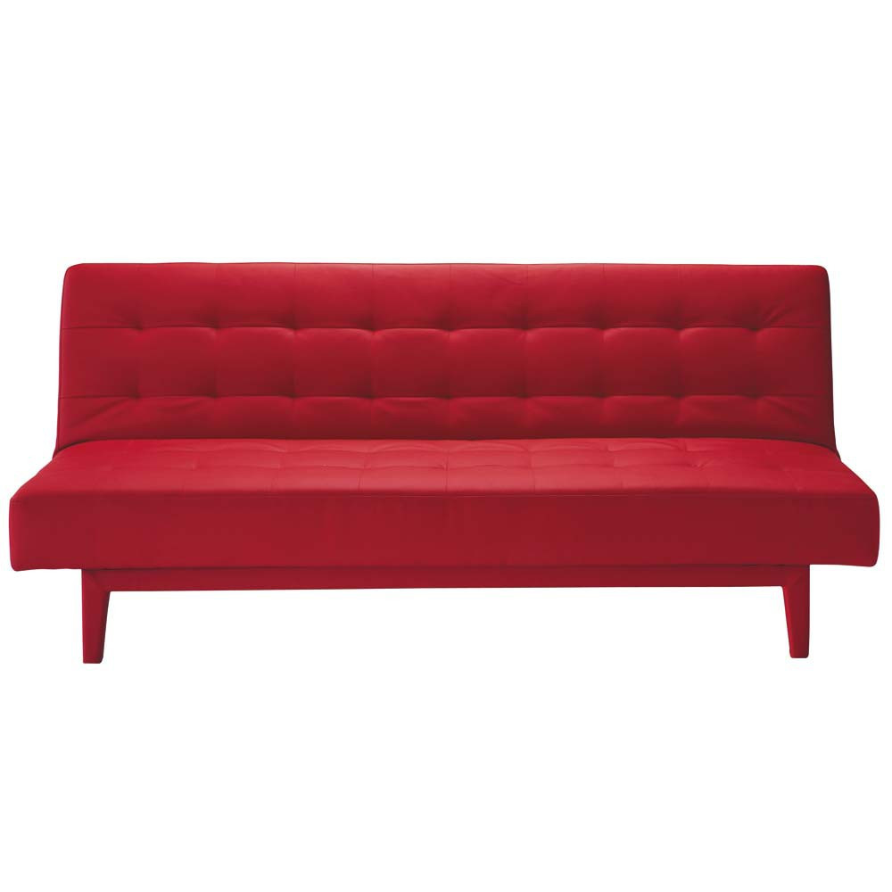 Sofa Rot
 Gestepptes ausziehbares 3 Sitzer Sofa rot Studio