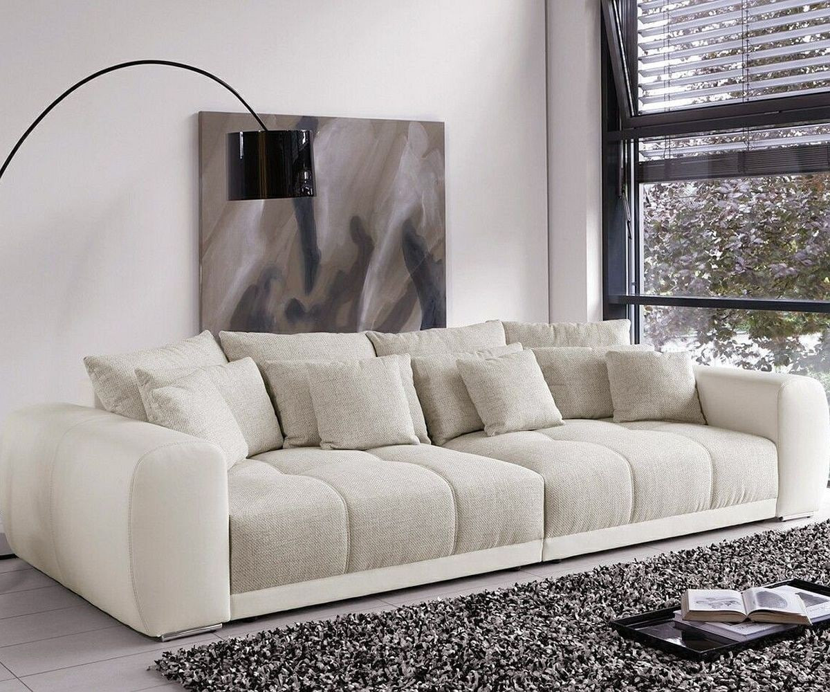 Sofa Weiß
 Big Sofa Valeska 310x135 cm Grau Cremeweiss Beige 12