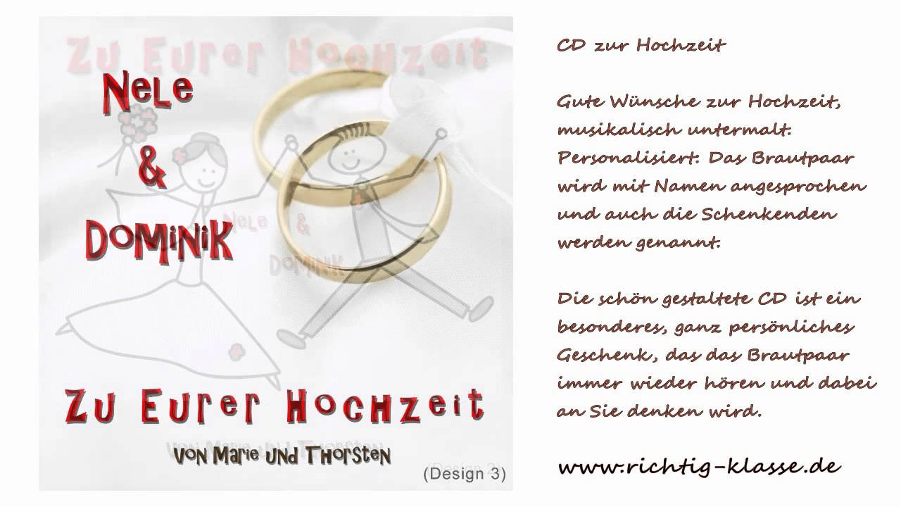 Songs Zur Hochzeit
 Hochzeitsgeschenk CD zur Hochzeit mit Namen