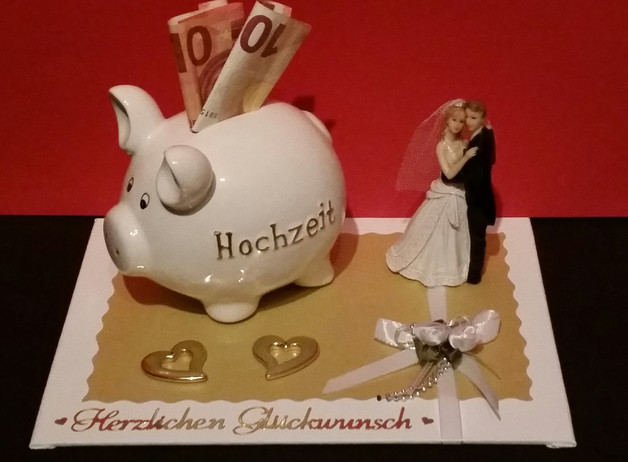 Sparschwein Hochzeit
 Geldgeschenke Hochzeit Sparschwein Brautpaar auf