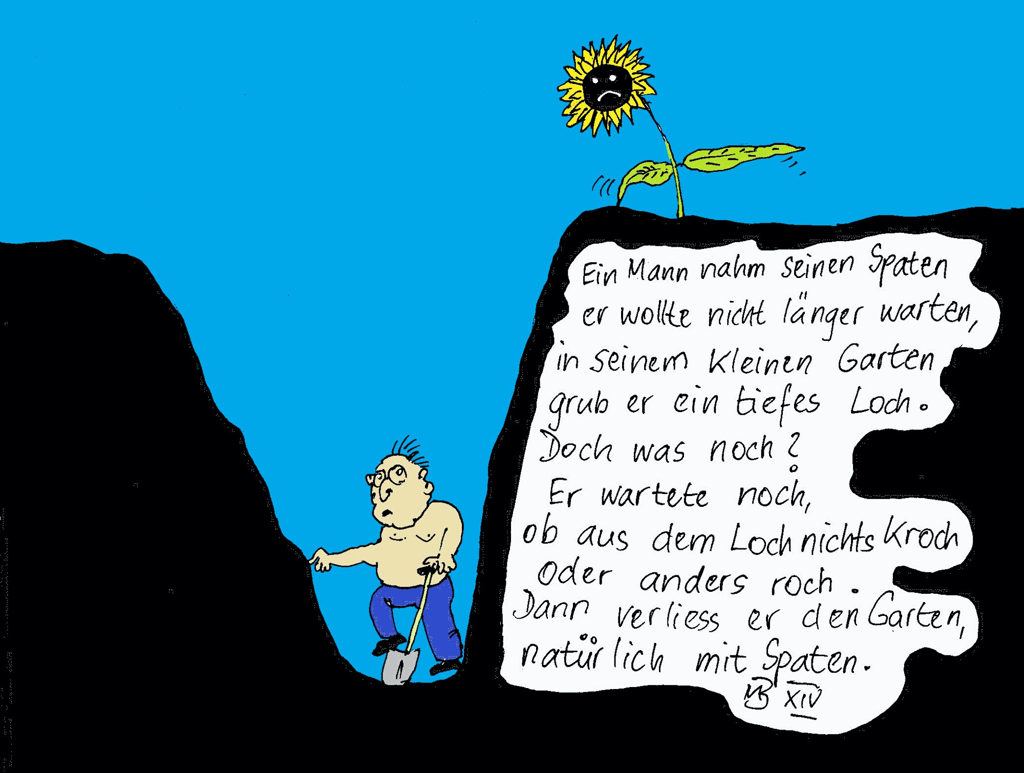 Spaten Garten
 Cartoon Spaten im Garten