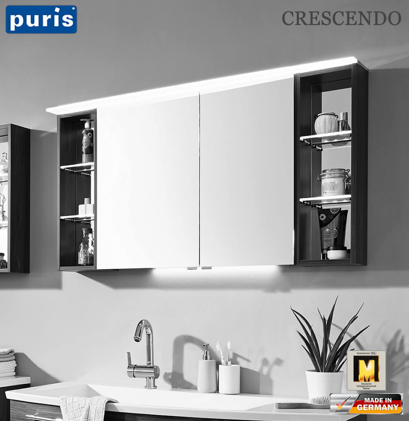 Spiegelschrank 120 Cm
 Puris Crescendo Spiegelschrank 120 cm mit LED