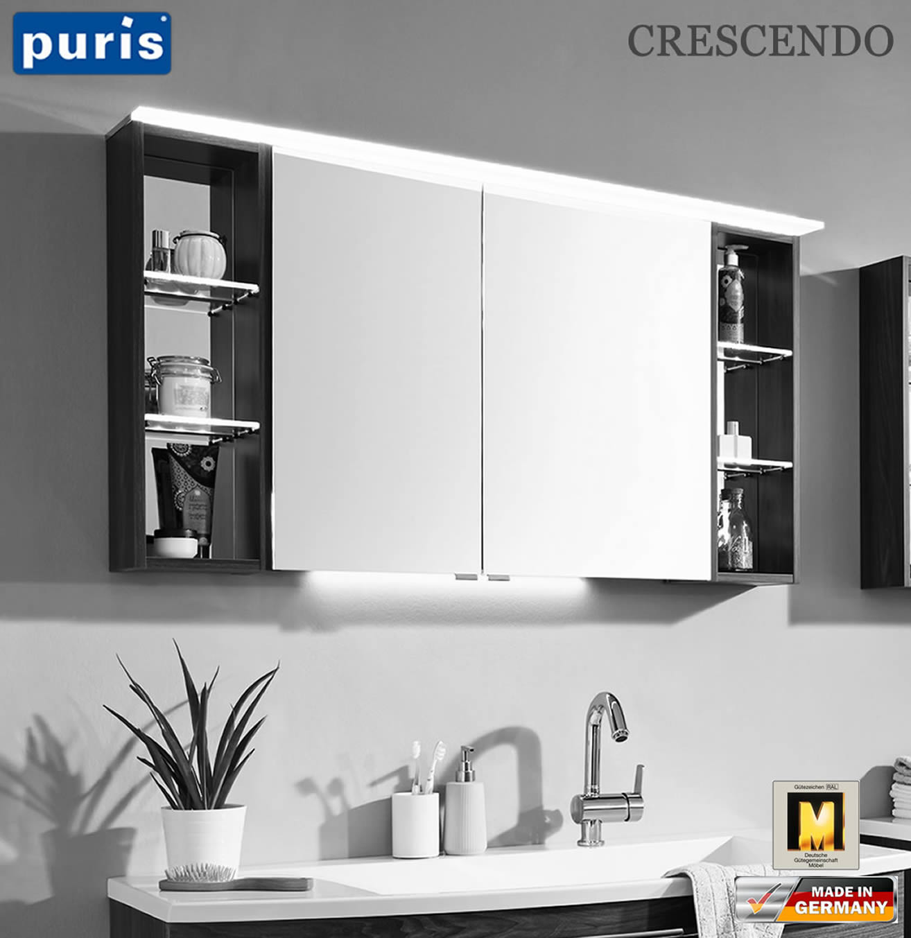 Spiegelschrank 120 Cm
 Puris Crescendo Spiegelschrank 120 cm mit LED