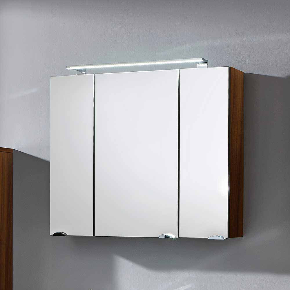 Spiegelschrank 80 Cm
 Bad Spiegelschrank Dalonia in Walnuss 80 cm