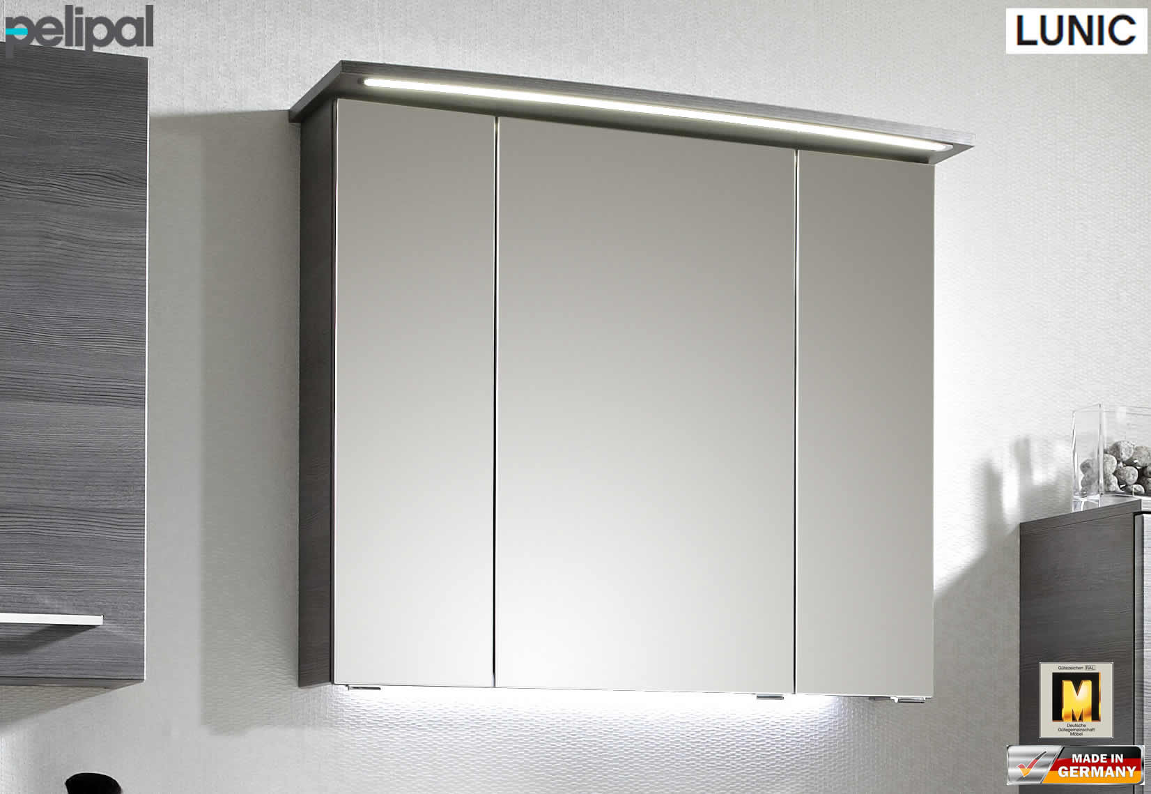 Spiegelschrank 80 Cm
 Pelipal Lunic Spiegelschrank 80 cm Breite mit LED im Kranz