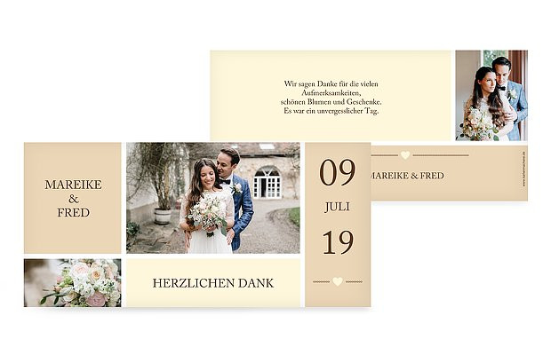 Spruch Dankeskarte Hochzeit
 Dankeskarte Hochzeit "Herzenszeit"