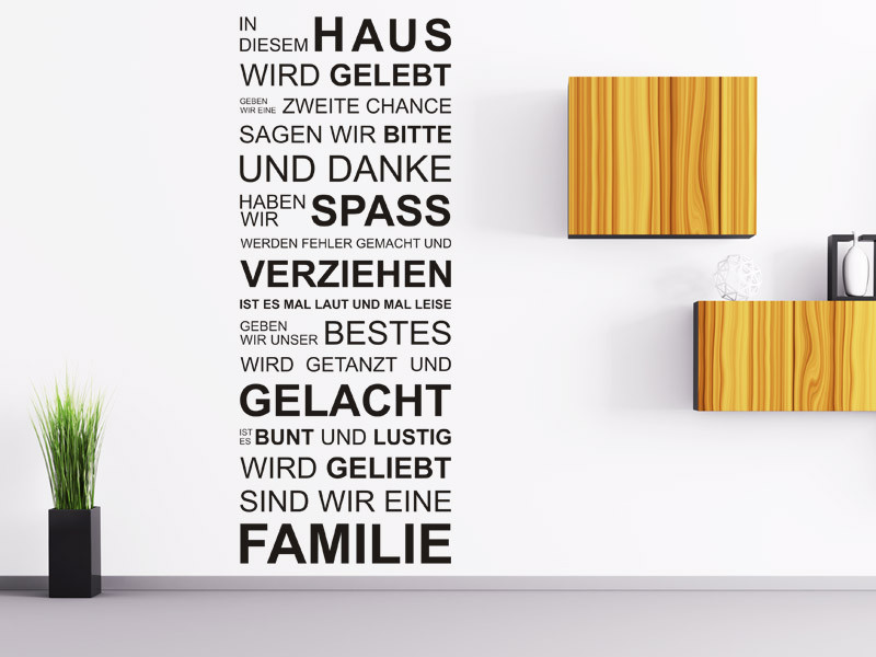 Spruch Einzug Haus
 Familiensprüche als Wandtattoo Spruch Wandtattoos für