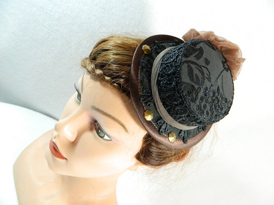 Steampunk Hochzeit
 Minihat Hut schwarz braun Steampunk Hochzeit Braut