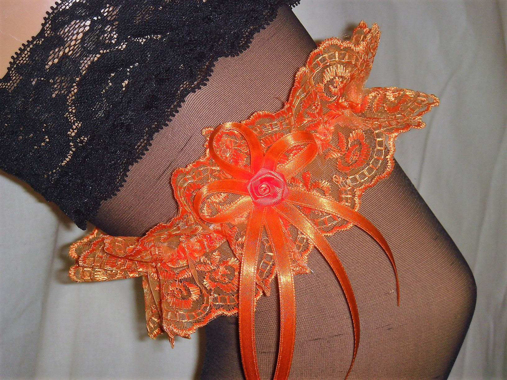 Strumpfband Hochzeit
 Unser schönster Tag Strumpfband Hochzeit Fasching orange