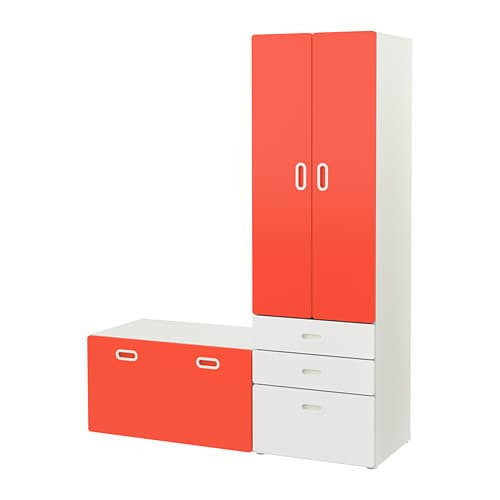 Stuva Schrank
 STUVA FRITIDS Schrank mit Banktruhe weiß rot IKEA