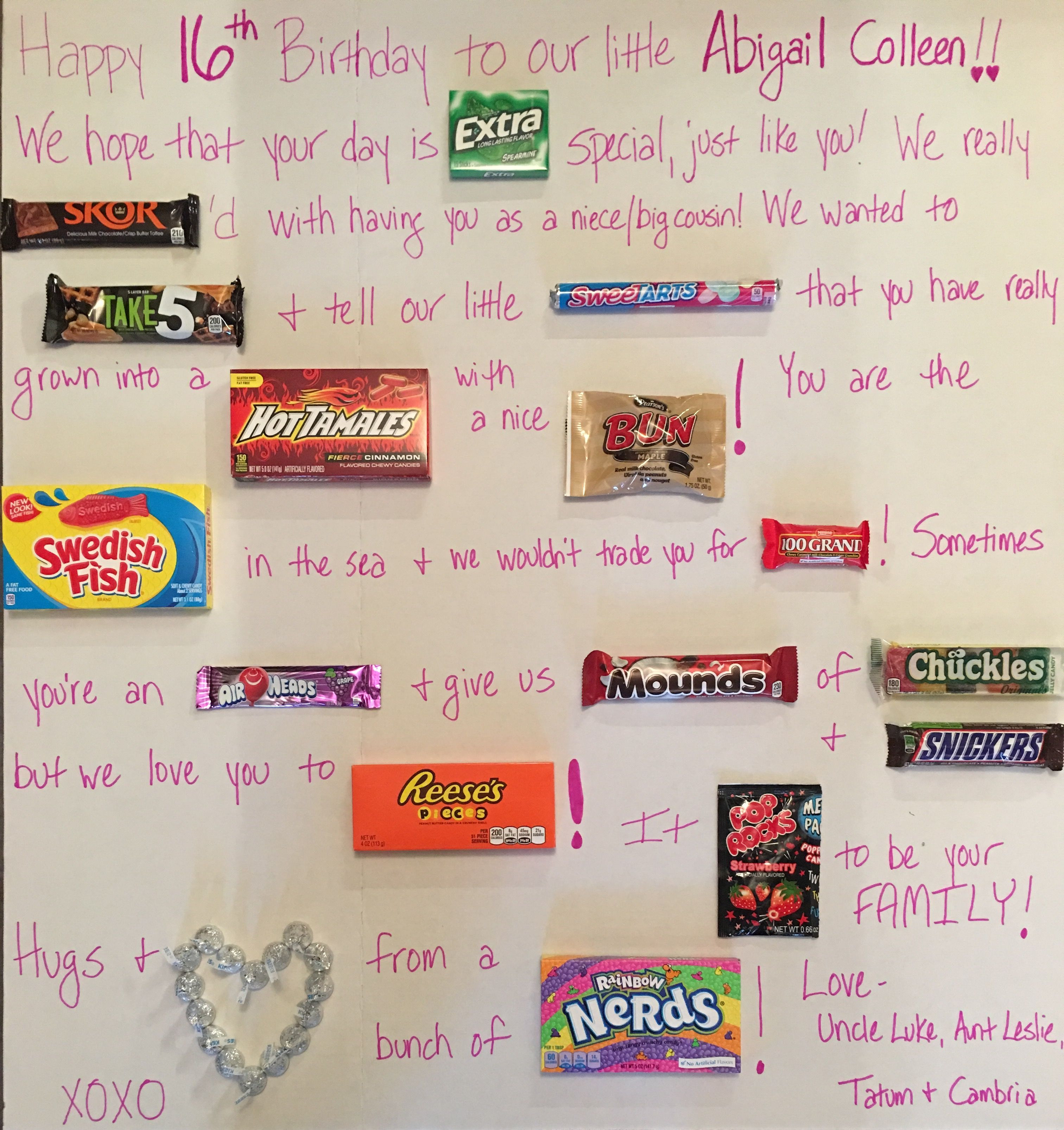 Sweet 16 Geschenke
 Sweet 16 Candy Board Gift Ideas for Girls Nini