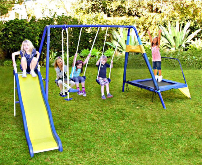 Swing Ground
 Kids Slide & Swing Set & Trampoline Outdoor Play Ground