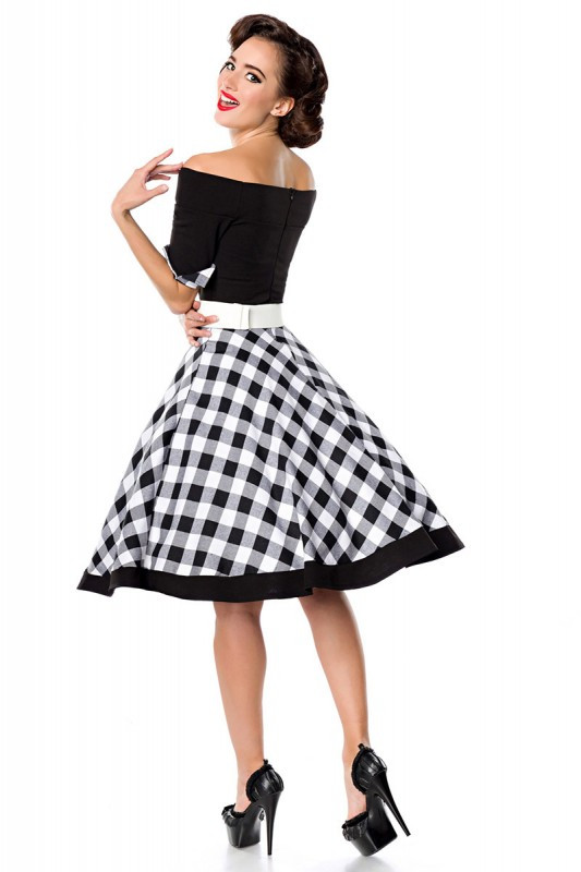 Swing Kleid Schwarz
 schulterfreies Swing Kleid in Retro Look Schwarz Weiß