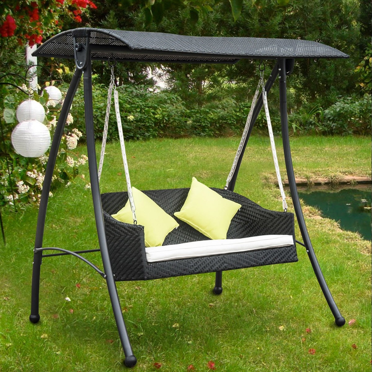 Swing Outlet
 Rattan Outdoor 2 Seat Swing Black – Ideal Home Show Shop
