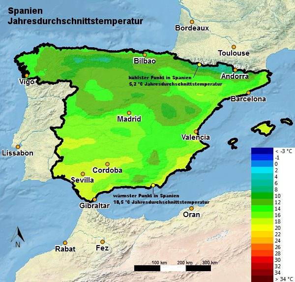 Tabelle Spanien
 Spanien Wetter & Klima Klimatabelle Temperaturen und