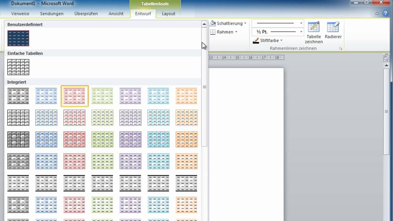 Tabellen Erstellen
 Word 2010 Tabellen zeichnen