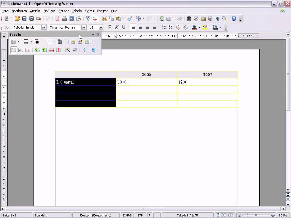 Tabellen Erstellen
 Open fice Writer Tabellen erstellen