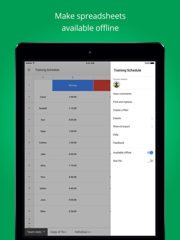 Tabellen Programm
 „Google Tabellen“ im App Store