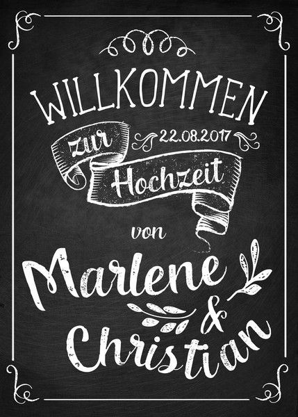 Tafel Hochzeit
 Tafel Poster zur Hochzeit "Vintage" Druck