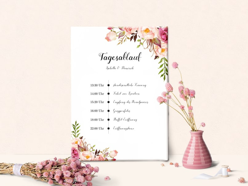 Tagesablauf Hochzeit
 Tagesablauf und Zeitplan für Hochzeit – myprintcard