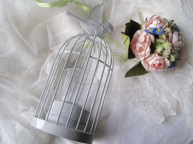 Teelichthalter Hochzeit
 Kerzenständer Teelichthalter Vogelkäfig weiss Hochzeit