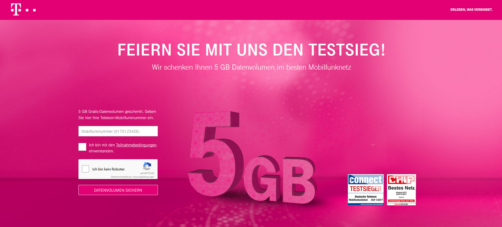 Telekom Aufmerksamkeit Geschenke
 Für Telekom Kunden 5 GB Datenvolumen geschenkt