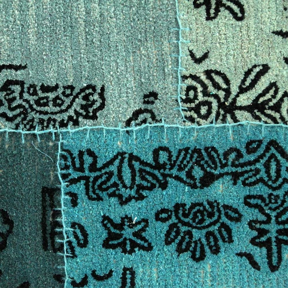 Teppich Grün Blau
 Moderner Patchwork Teppich Sanura in Grün Blau