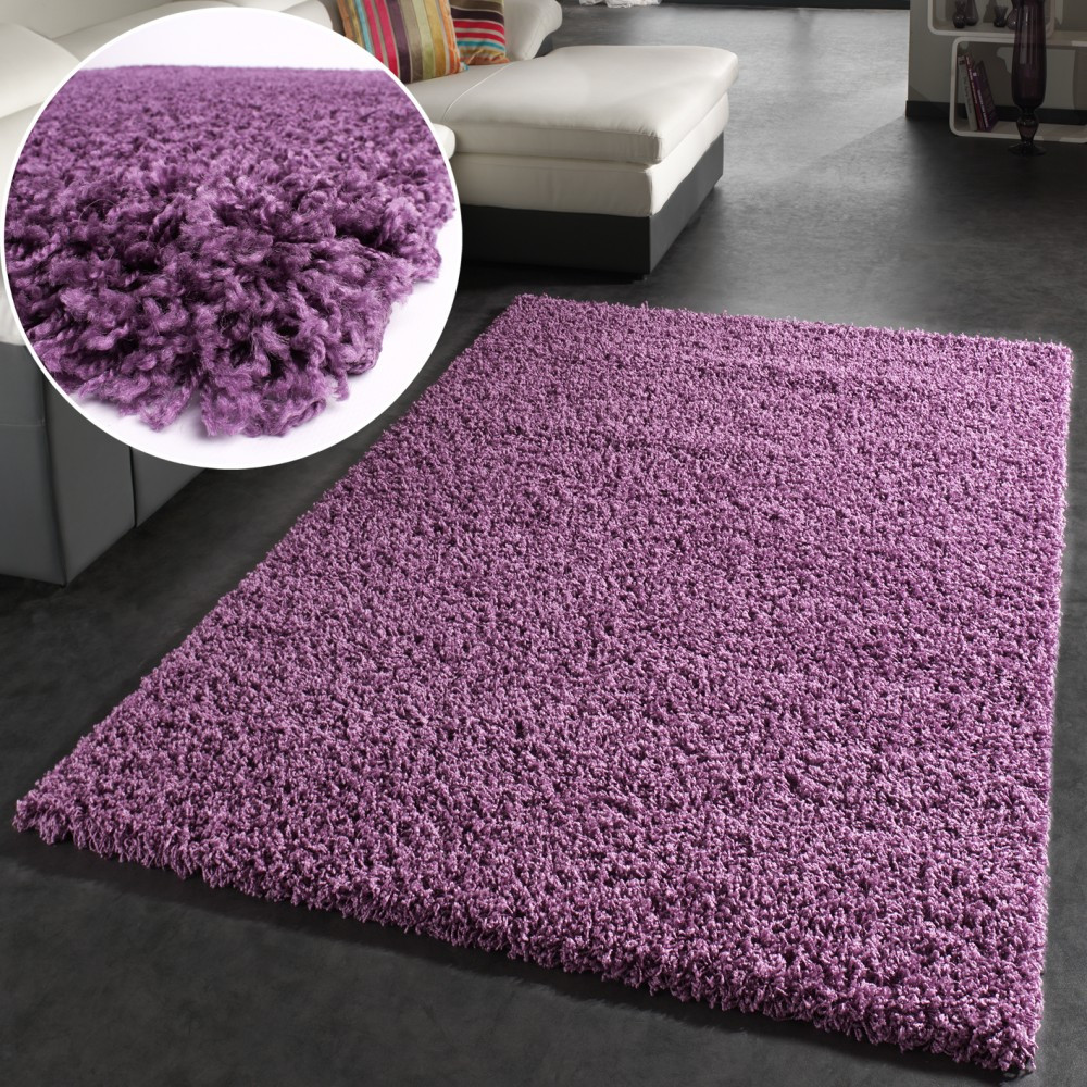 Teppich Lila
 Shaggy Hochflor Langflor Teppich Sky Einfarbig in Lila