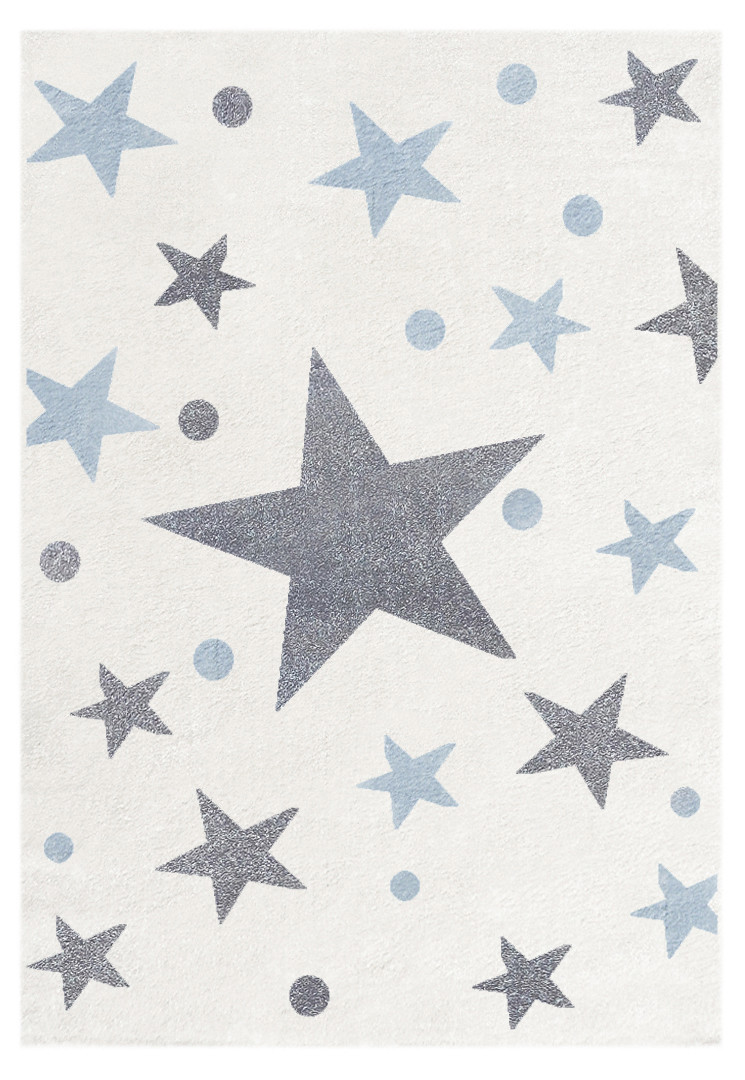 Teppich Mit Sternen Grau
 Teppich Sternen Punkten hellblau grau weiss HoneyHome