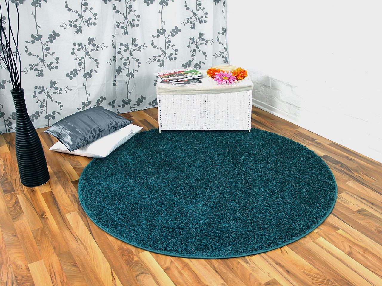 Teppich Petrol
 Hochflor Langflor Teppich Shaggy Nova Petrol Rund