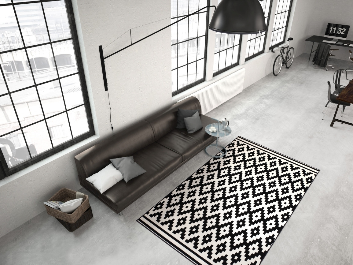 Teppich Schwarz Weiß
 Designer Teppich Malaysia Miri Schwarz Weiß