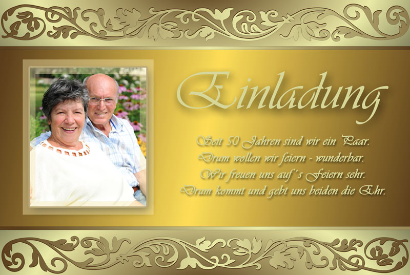 Text Einladung Goldene Hochzeit
 Einladung & Einladungskarten Goldene Hochzeit