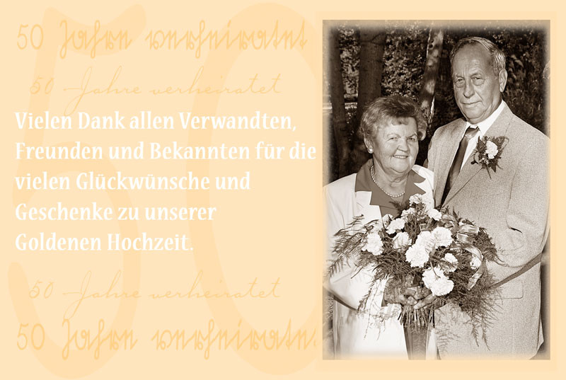 Text Goldene Hochzeit
 Dankeskarten & Danksagungen zur Goldenen Hochzeit