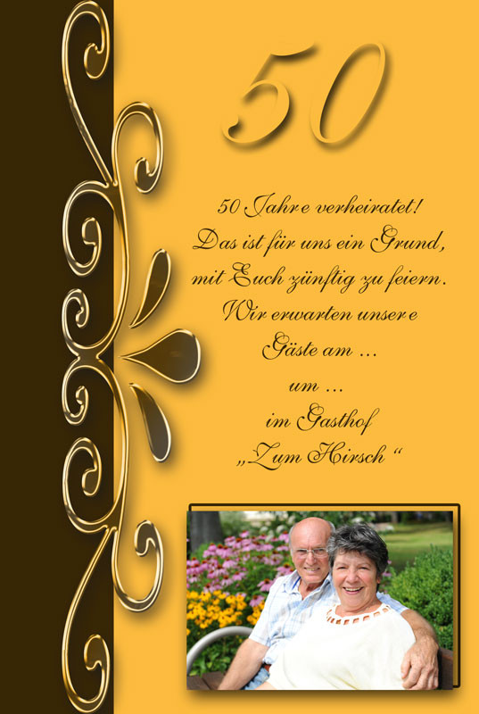 Text Goldene Hochzeit
 Einladung & Einladungskarten Goldene Hochzeit