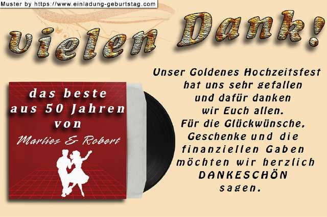 Text Goldene Hochzeit
 Danksagungskarten zur Goldenen Hochzeit