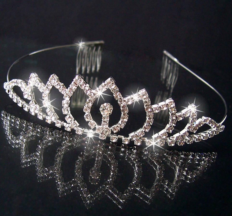 Tiara Hochzeit
 Diadem Tiara Haarreif Haar Krone Silber Strass Hochzeit