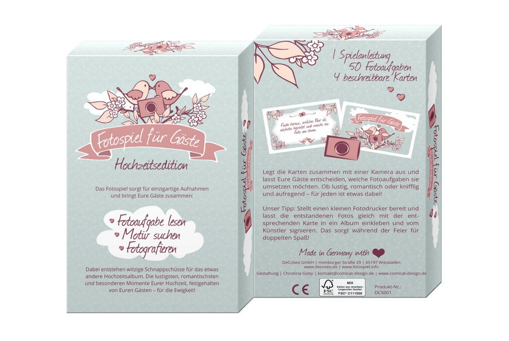 Tisch Aufgaben Hochzeit
 Hochzeitsedition Kartenbox