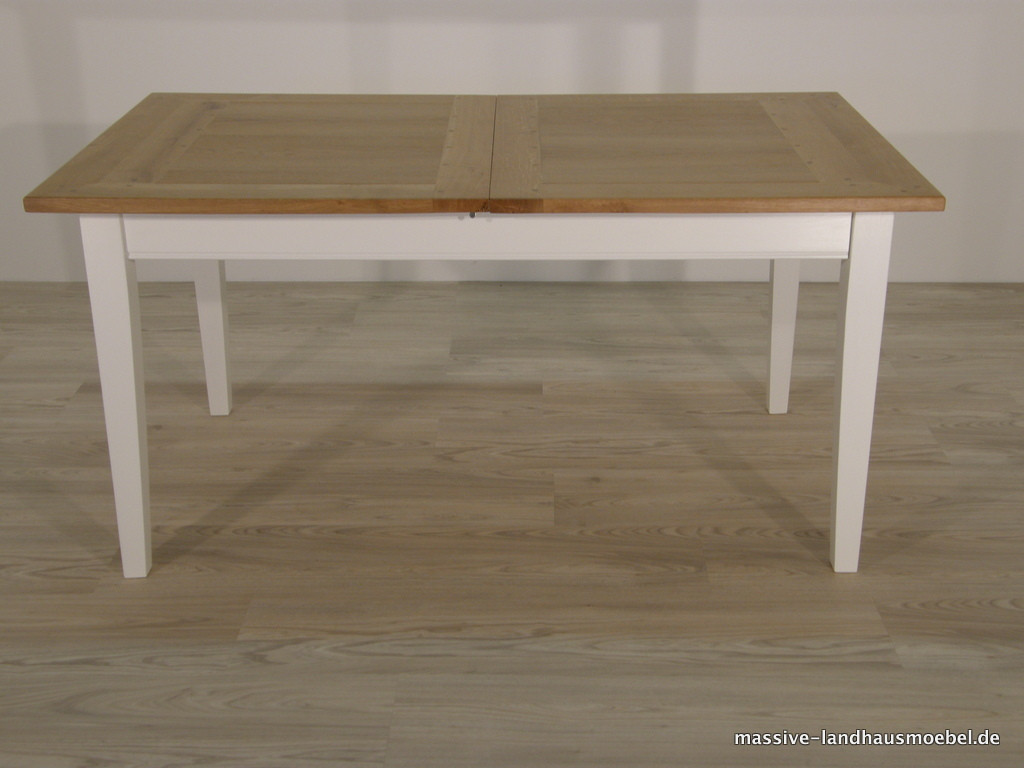 Tisch Ausziehbar
 Massive Landhausmöbel 112 Tisch Eiche ausziehbar weiß