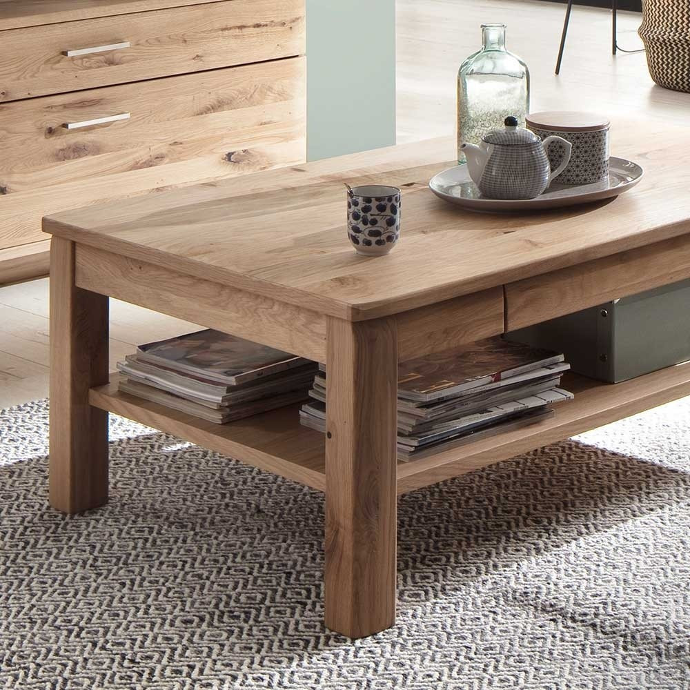 Tisch Mit Schublade
 Holz Wohnzimmer Tisch mit Schublade Eiche Bianco geölt