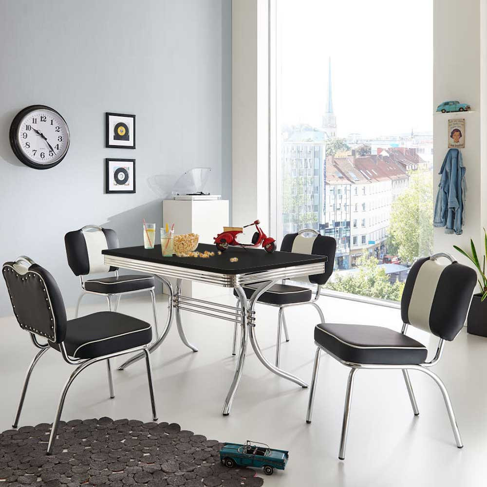 Tisch Und Stühle
 Tisch und Stühle Grove im Retro Style in Schwarz Weiß
