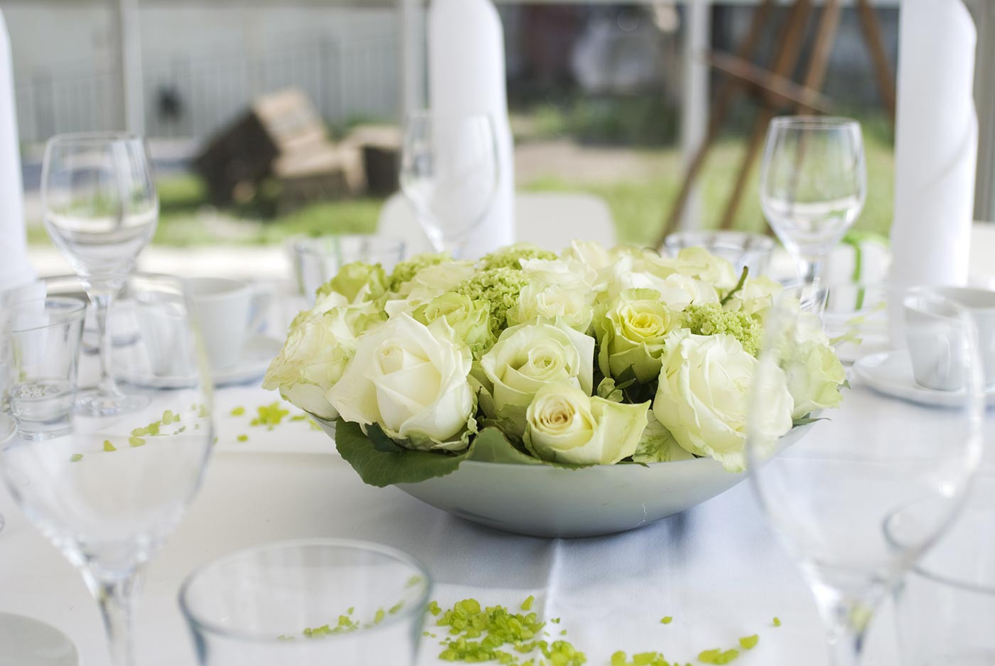 Tischdeko Diamantene Hochzeit
 Tischdeko in Grün Weiss