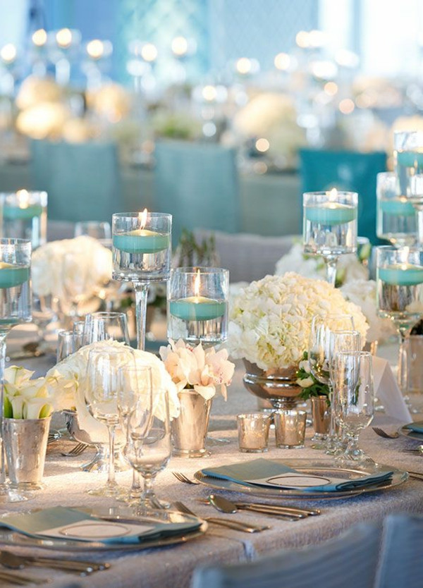 Tischdeko Hochzeit Blau
 Hochzeitskerzen romantische warme Licht Archzine