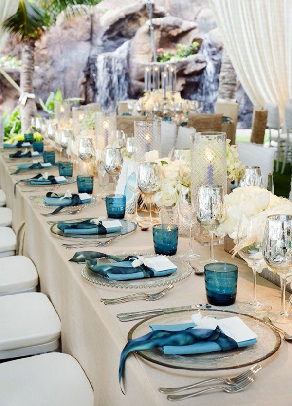 Tischdeko Hochzeit Blau
 Tischdeko in Blau faszinierende Ideen Archzine