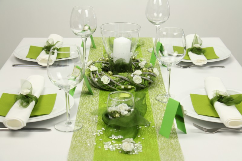 Tischdeko Hochzeit Grün Weiß
 Tischdeko grün weiß