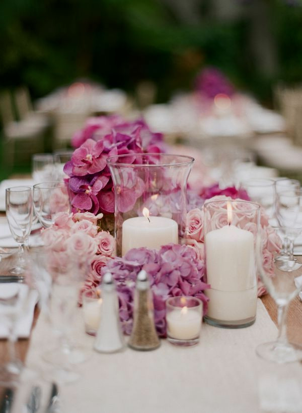 Tischdeko Hochzeit Rosa
 Hochzeitskerzen romantische warme Licht