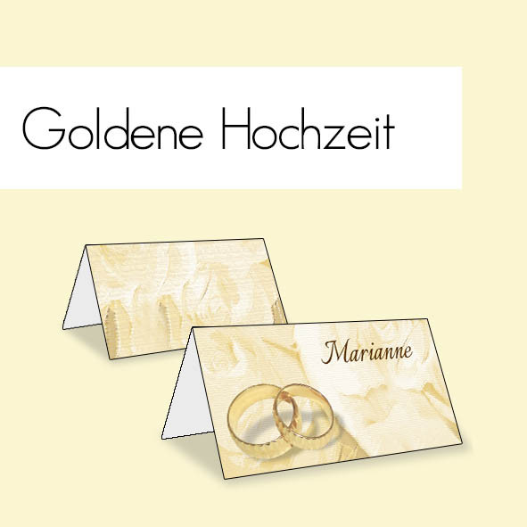 Tischkarten Goldene Hochzeit
 Tischkarten Geburtstag Goldene Hochzeit Kommunion