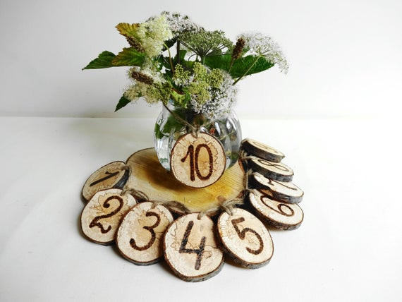 Tischnummern Hochzeit Holz
 Wedding Table Numbers Birch Wood Table Numbers von