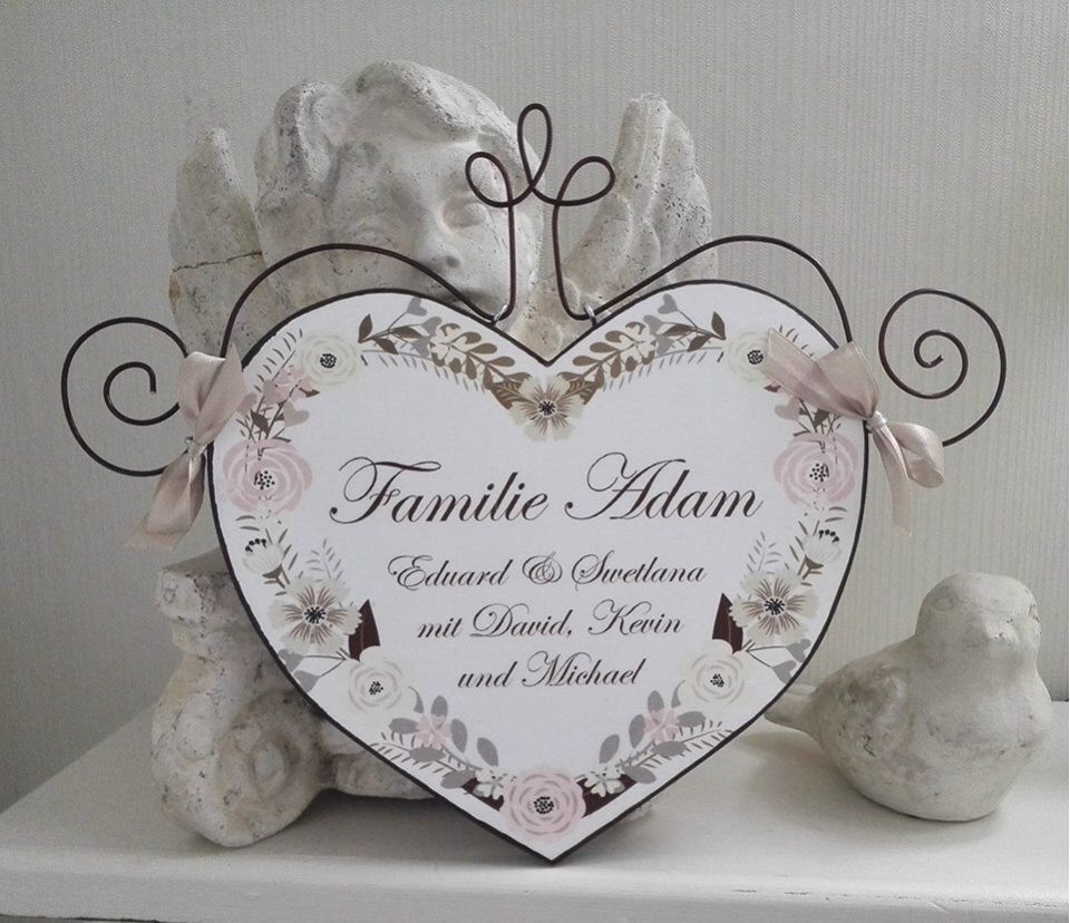 Türschild Hochzeit
 Türschild süsses Herz Shabby chic Hochzeit HANDMADE