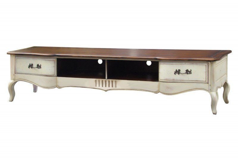 Tv Schrank Vintage
 TV Unterschrank Vintage weiß braun massiv Holz Antik