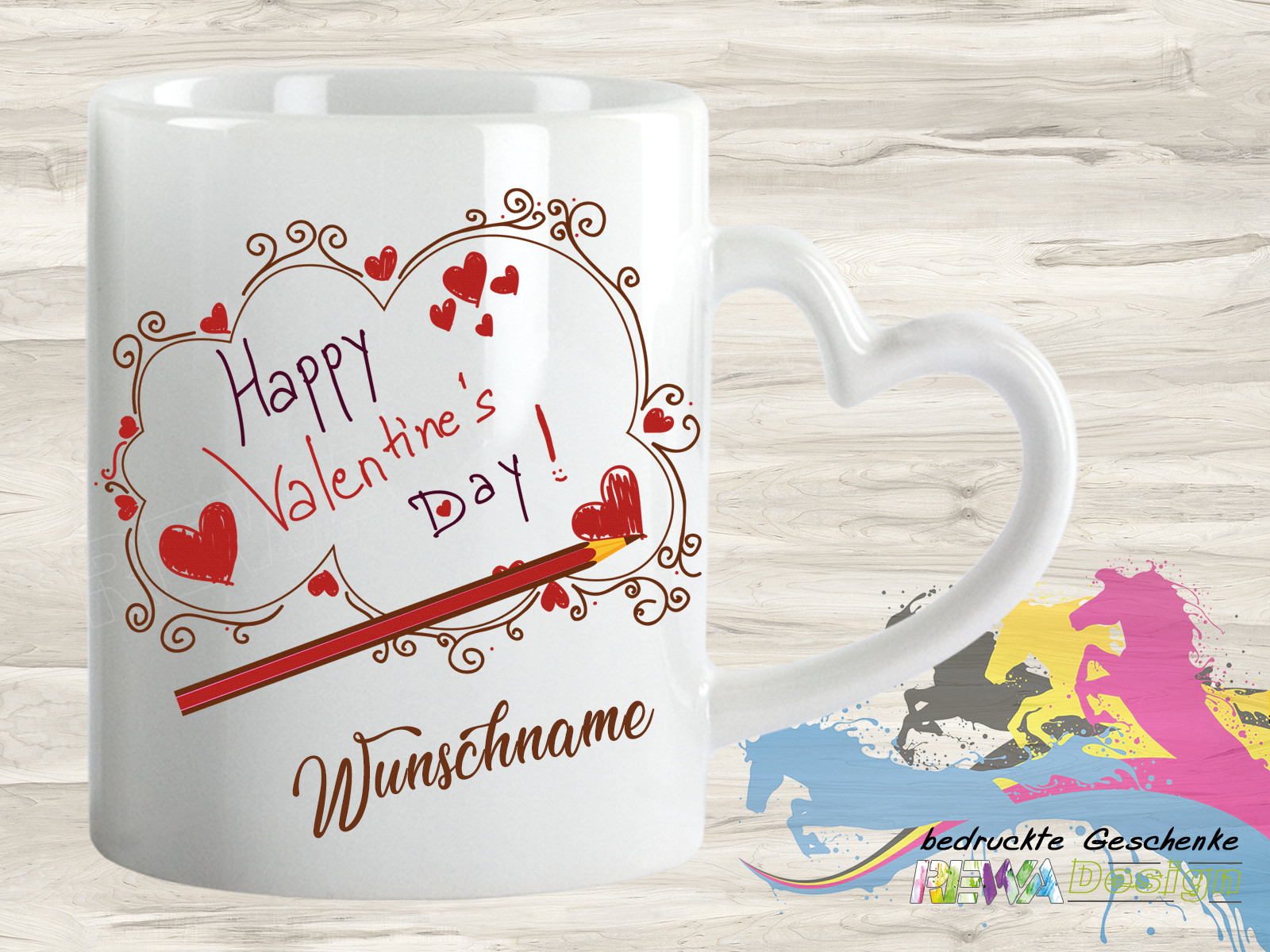 Valentinstag Geschenke Freundin
 Happy Valentinstag Kaffee Tasse Becher mit Wunschname